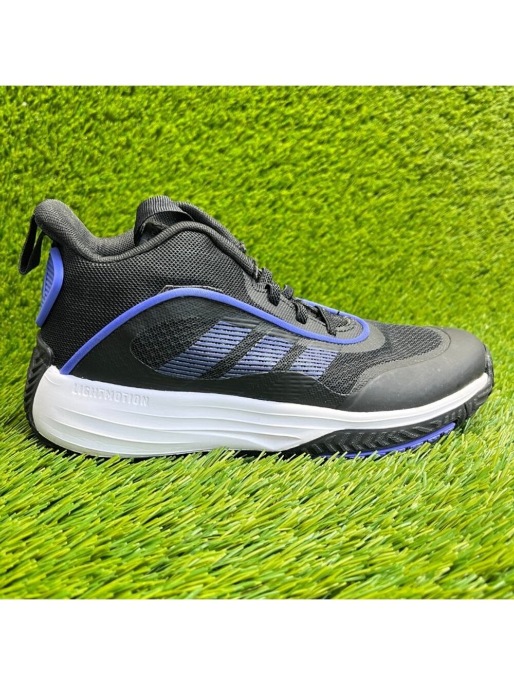 Adidas Ownthegame 3.0 Boys Size 4Y Black Blue Athletic Basketball Shoes Sneakers